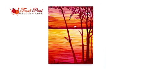 In-Studio Paint Night - Maroon Sunset by the Lake Acrylic Painting