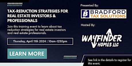 Tax-Reduction Strategies for Real Estate Investors & Professionals