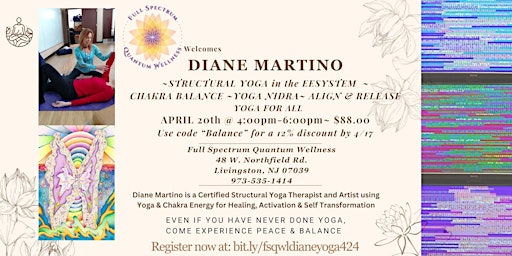 Imagem principal do evento Structural Yoga with Diane Martino in Full Spectrum's 24-unit EESystem