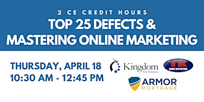 CE Courses: Top 25 Defects & Mastering Online Marketing primary image