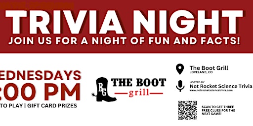 Imagem principal do evento The Boot Grill Trivia Night