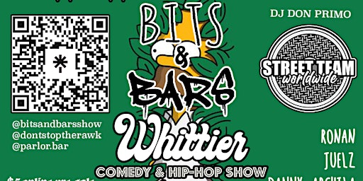 Primaire afbeelding van Bits & Bars Whittier (Comedy & Hip Hop Show)