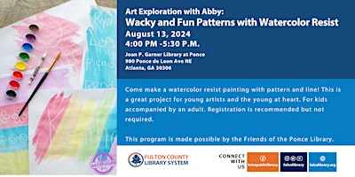 Art Exploration with Abby: Wacky and Fun Patterns with Watercolor Resist primary image
