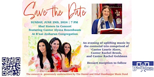 Imagem principal do evento Community Cantors' Concert: Shul Sisters, featuring Cantor Alyssa Rosenbaum