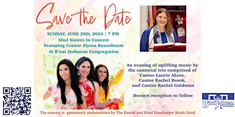 Community Cantors' Concert: Shul Sisters, featuring Cantor Alyssa Rosenbaum