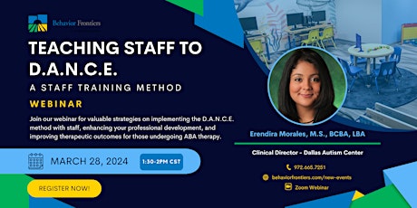 Behavior Frontiers Webinar: Teaching Staff to D.A.N.C.E. - A Staff Training Model