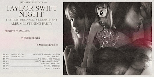 Hauptbild für Taylor Swift ‘The Tortured Poets Department’ Listening Party - Houston