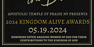 Imagen principal de Apostolic Temple of Praise NY Presents "2024 Kingdom Alive Awards"