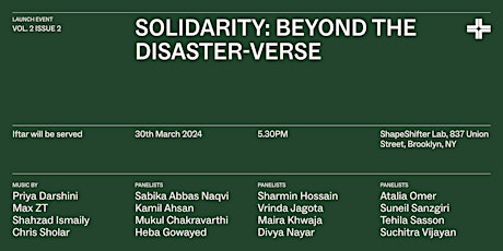 Solidarity: Beyond the Disaster-Verse. A SAAG Launch Event.