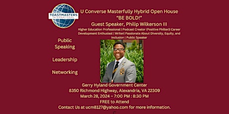 U Converse Masterfully Toastmasters Club Hybrid Open House Meeting