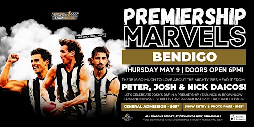 Primaire afbeelding van Premiership Marvels ft Peter, Josh & Nick Daicos LIVE at All Seasons Resort