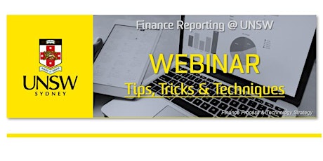 Finance Reporting Webinar 2 - Tips, Tricks & Techniques primary image