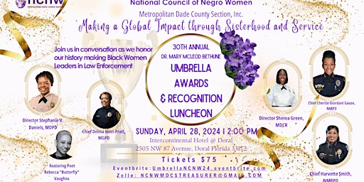 Primaire afbeelding van 30th Annual Dr. Mary McLeod Bethune Umbrella Awards & Recognition Luncheon