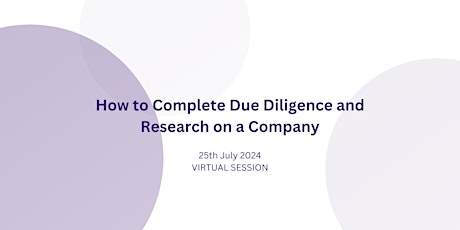 Bitesize Angel Education Programme - How to Complete Due Diligence primary image