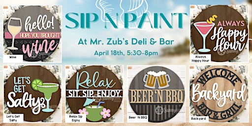 Imagen principal de Mr. Zub's Patio Sign Sip & Paint Class