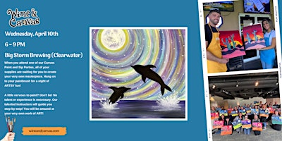 Primaire afbeelding van Clearwater Paint and Sip – Playful Dolphins
