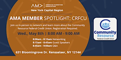Imagem principal do evento AMA Member Spotlight - Community Resource Federal Credit Union - CRFCU