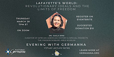 Evening with Germanna: Dr. Gaila Sims, Fredericksburg Area Museum primary image