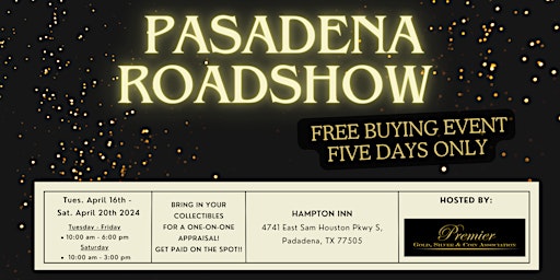 Primaire afbeelding van PASADENA ROADSHOW - A Free, Five Days Only Buying Event!