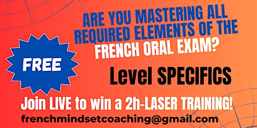 Imagen principal de FREE  Zoom : FRENCH ORAL EXAM - Level SPECIFICS!