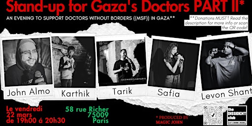 Image principale de Stand-up Again for MSF in Gaza.  Passez une soirée pour soutenir MSF.