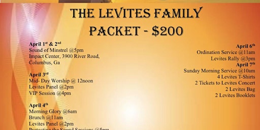 Imagem principal do evento The Levites Packets: Family Packet