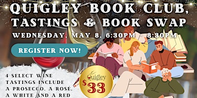 Primaire afbeelding van Quigley Book Club, Tastings & Book Swap