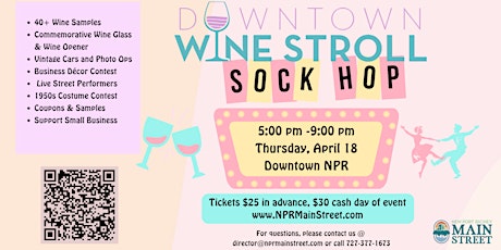 New Port Richey Downtown Wine Stroll: Spring Sock Hop!
