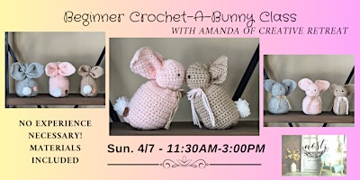 Imagem principal de Beginner Crochet-a-Bunny Class w/Amanda of Creative Retreat