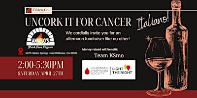 Imagem principal do evento Uncork it for Cancer Italiano!