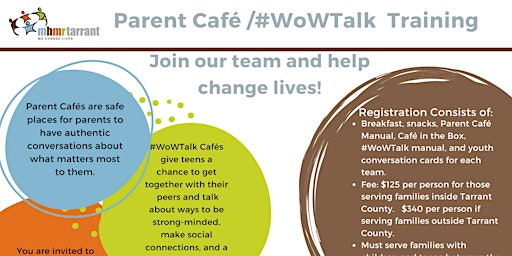 Primaire afbeelding van Parent Café and #WowTalk Café Training -Presented by MHMR of Tarrant County