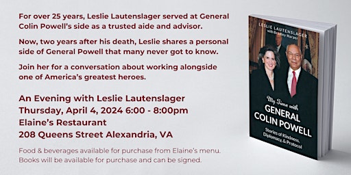 Imagem principal do evento "My Time with General Colin Powell" An Evening with Leslie Lautenslager