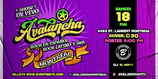 Imagem principal do evento Avalancha - Rock en español - Rock Latino y Ska - Montréal