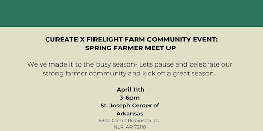 Imagen principal de Cureate x Firelight Farm Community Event: Spring Farmer Meet up