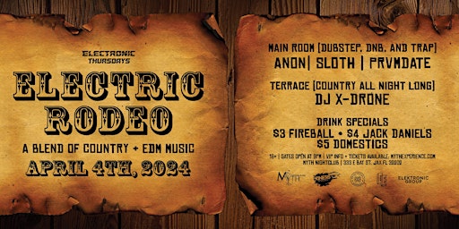 Primaire afbeelding van Electronic Thursdays Presents: Electric Rodeo | 4.4.24