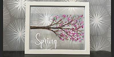 Crushed Glass Cherry Blossom Spring Branch in Frame Paint Sip Art Class primary image