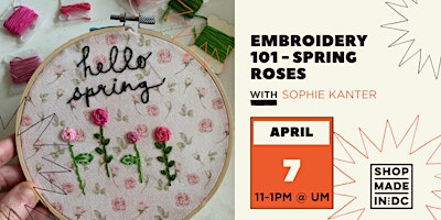 Imagen principal de Embroidery 101 - Spring Roses w/Sophie Kanter