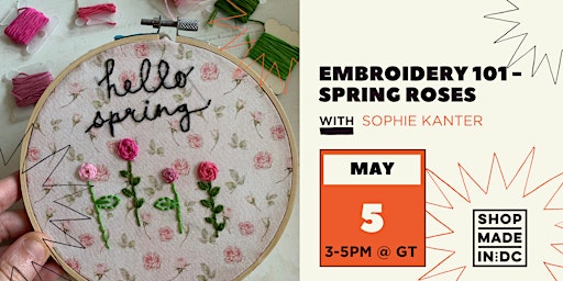 Primaire afbeelding van Embroidery 101 - Spring Roses w/Sophie Kanter