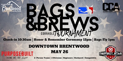 Primaire afbeelding van 2024 Bags and Brews Cornhole Tournament in Downtown Brentwood