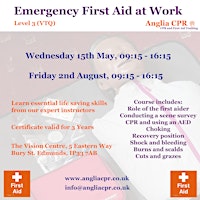 Image principale de Emergency First Aid at Work (EFAW) Level 3 VTQ 15th May 2024 0915-1615