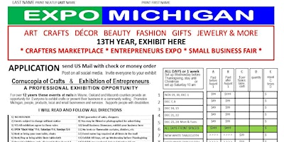 Imagem principal de EXPO MICHIGAN Holiday Marketplace, Crafts, Entrepreneurs, Exhibitors, Vendo