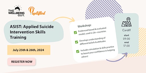 Primaire afbeelding van ASIST: Applied Suicide Intervention Skills Training (Cardiff, July 2024)