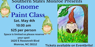 Primaire afbeelding van Gnome Paint Class at Southern States Monroe