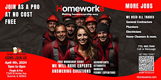 Primaire afbeelding van Homeworke: Become our  Service Professional - Join The Best Marketplace