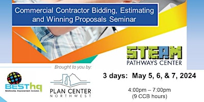 Imagen principal de 3 Day- Hybrid: Commercial Contractor Bidding & Proposals Seminar (5/7-5/9)