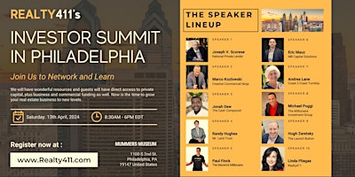 Realty411's Investor Summit in Philadelphia - Join Us to Network and Learn primary image