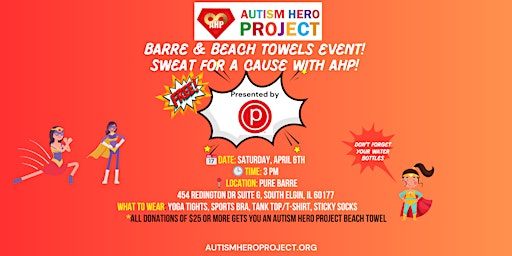 Primaire afbeelding van Barre & Beach Towels Event! ️‍Sweat for a Cause with AHP!