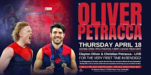 Immagine principale di Oliver and Petracca LIVE at All Seasons Resort Thursday April 18! 