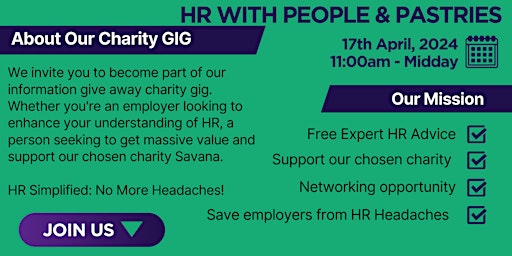 Imagem principal do evento Charity Gig for Savana - People & Pastries - Demystifying HR in less than one hour
