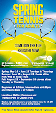 Primaire afbeelding van ADULT TENNIS LESSONS AT THE COMMONS WITH TENNIS TIME